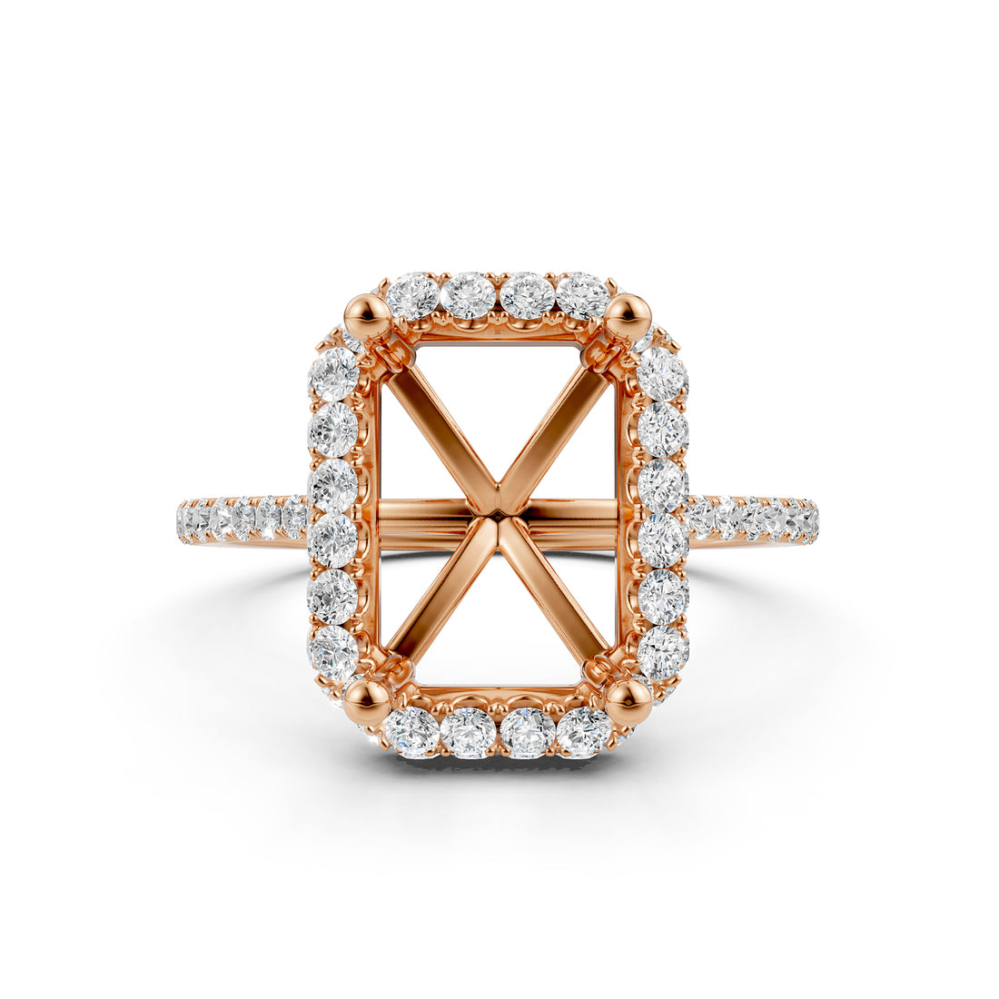 Double Halo Semi Mount Lab Grown Diamond Engagement Ring 0.53 Ct.