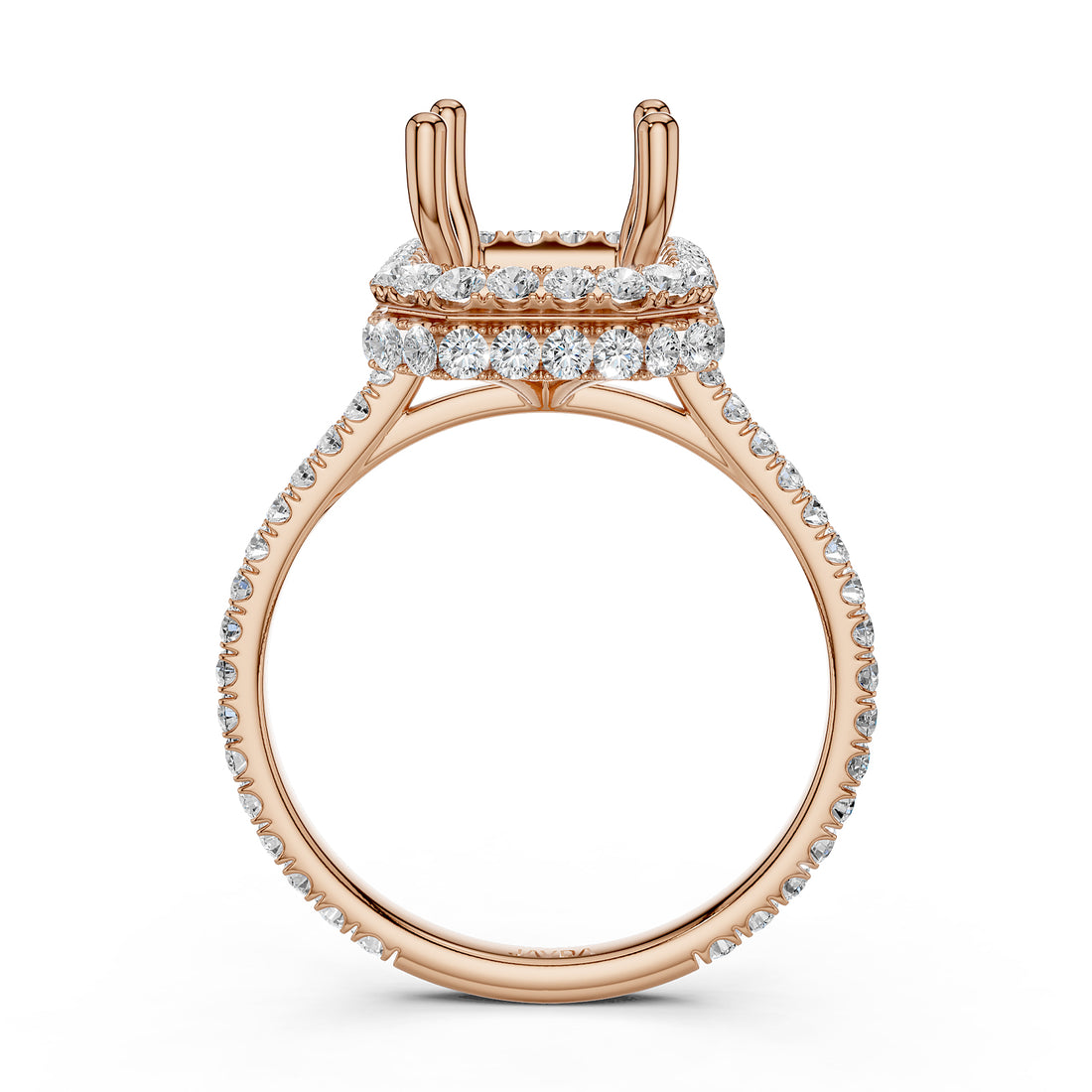 Double Halo Semi Mount Lab Grown Diamond Engagement Ring 0.53 Ct.