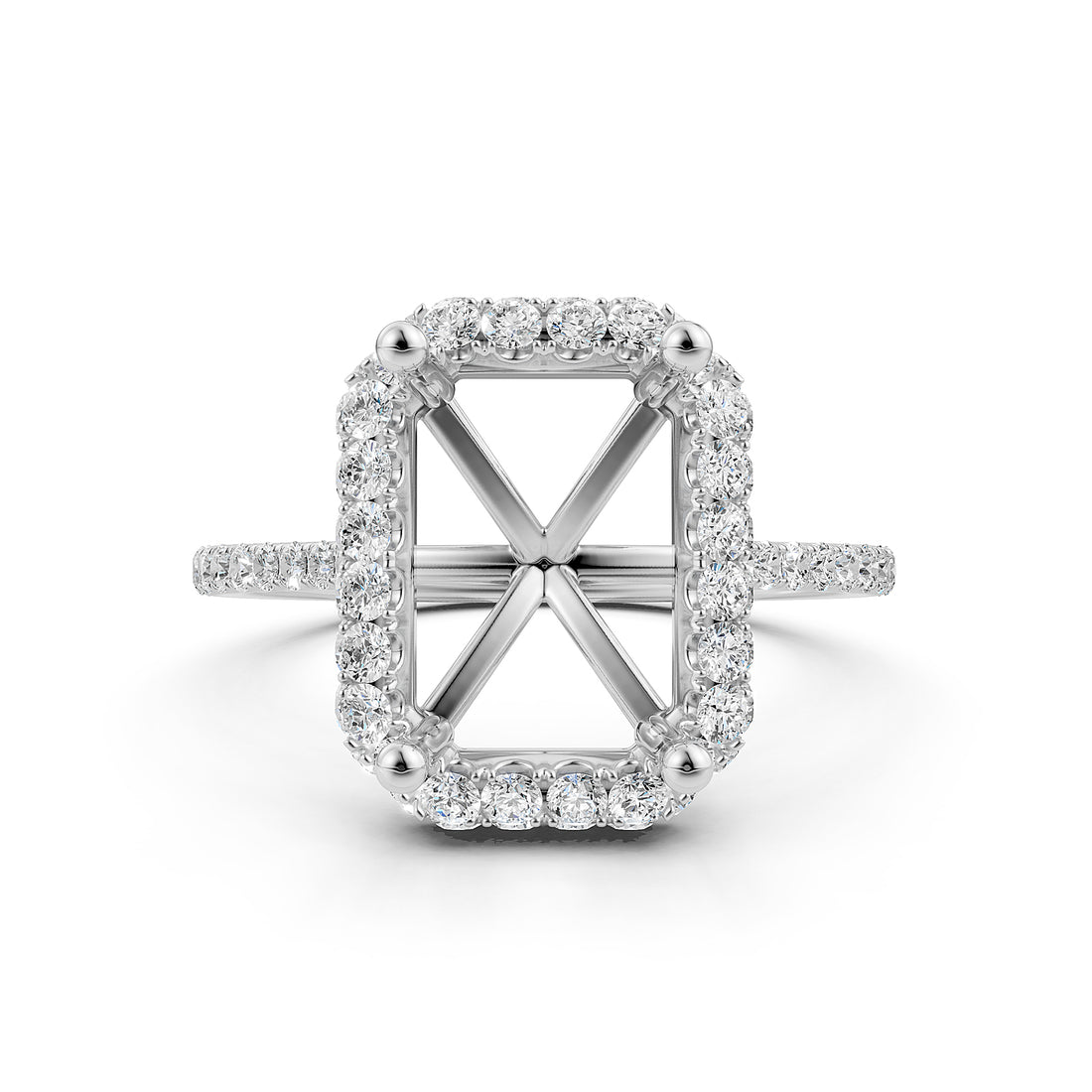 Double Halo Semi Mount Lab Grown Diamond Engagement Ring 0.53 Ct.