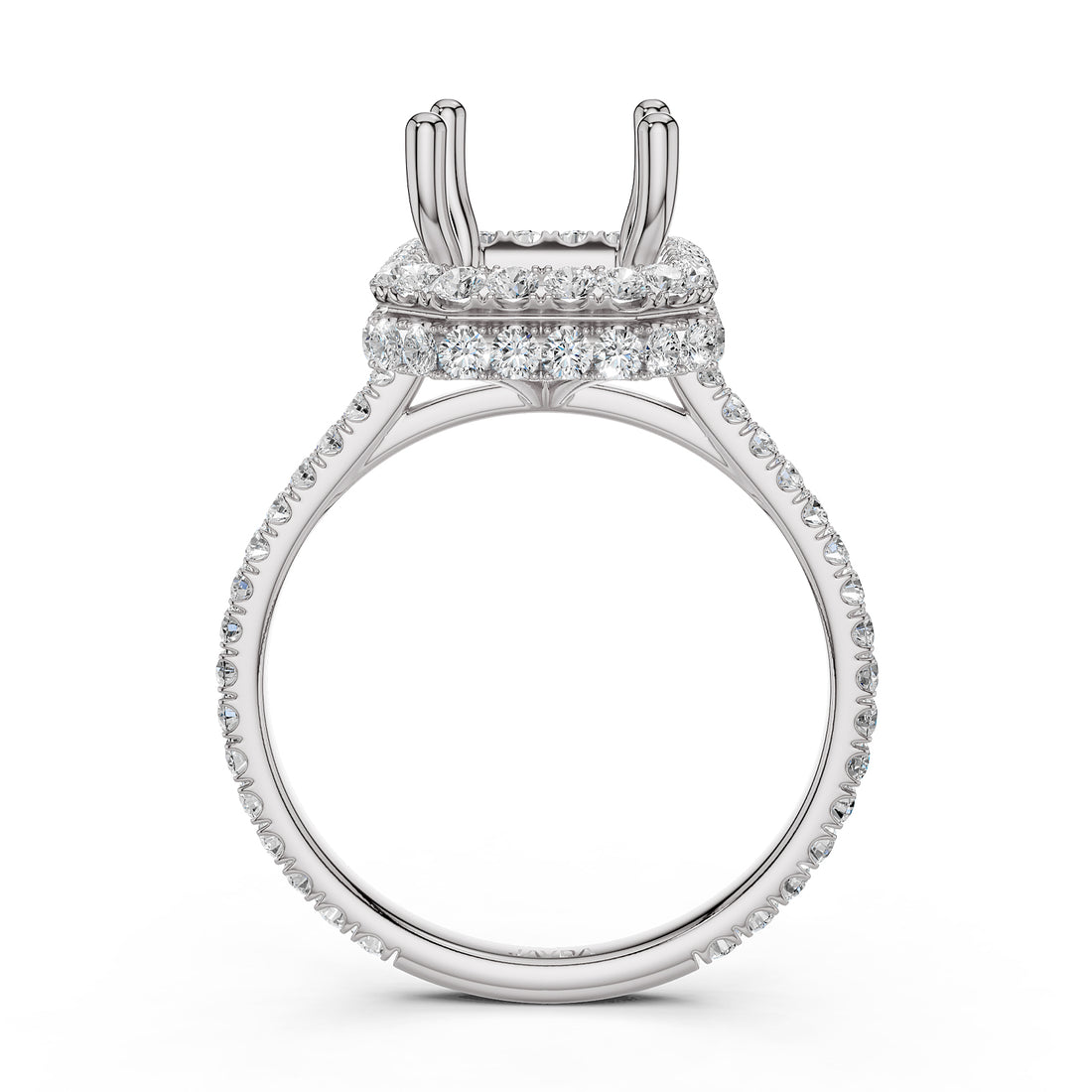 Double Halo Semi Mount Lab Grown Diamond Engagement Ring 0.53 Ct.