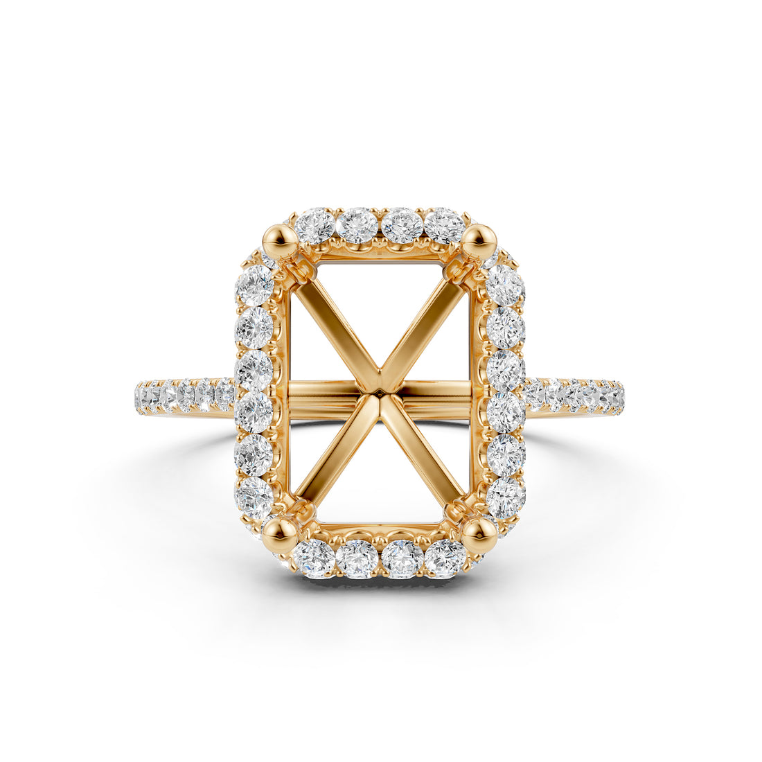 Double Halo Semi Mount Lab Grown Diamond Engagement Ring 0.53 Ct.