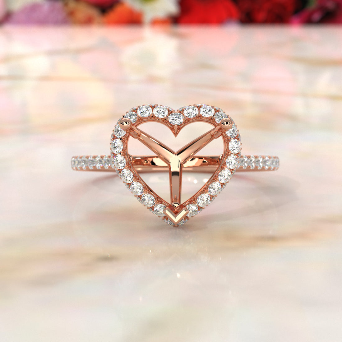 Double Halo Semi Mount Lab Grown Diamond Engagement Ring 0.53 Ct.