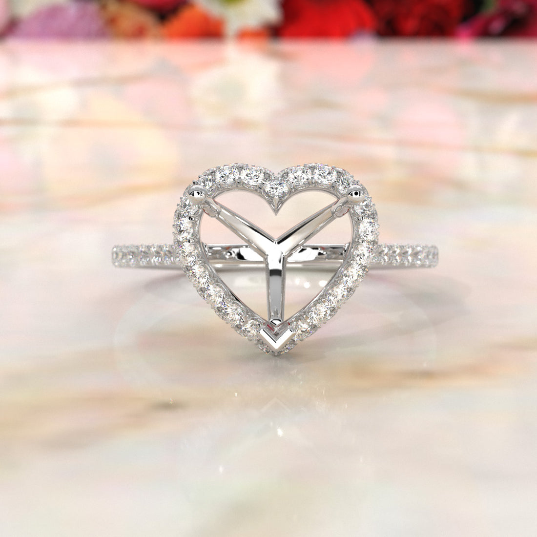 Double Halo Semi Mount Lab Grown Diamond Engagement Ring 0.53 Ct.