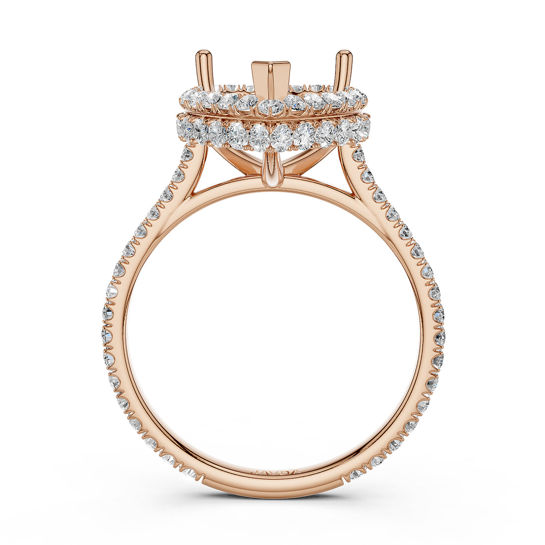 Double Halo Semi Mount Lab Grown Diamond Engagement Ring 0.53 Ct.