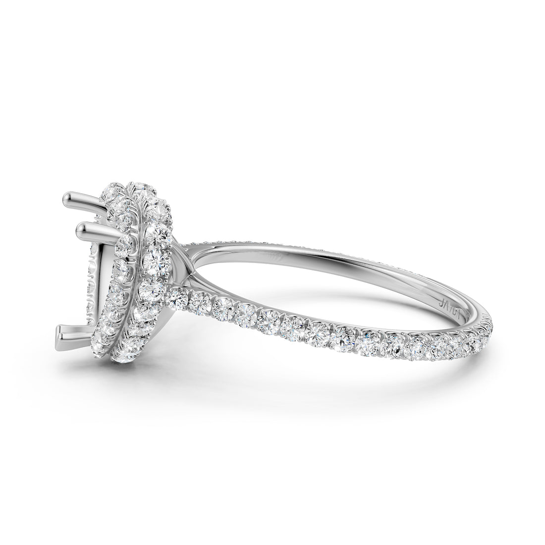 Double Halo Semi Mount Lab Grown Diamond Engagement Ring 0.53 Ct.