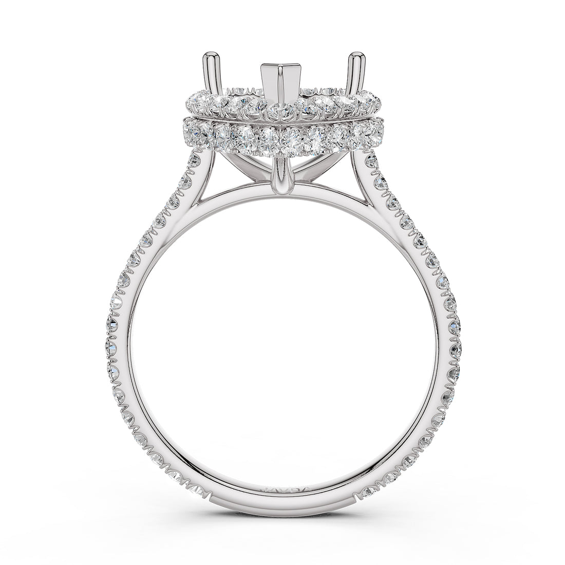 Double Halo Semi Mount Lab Grown Diamond Engagement Ring 0.53 Ct.