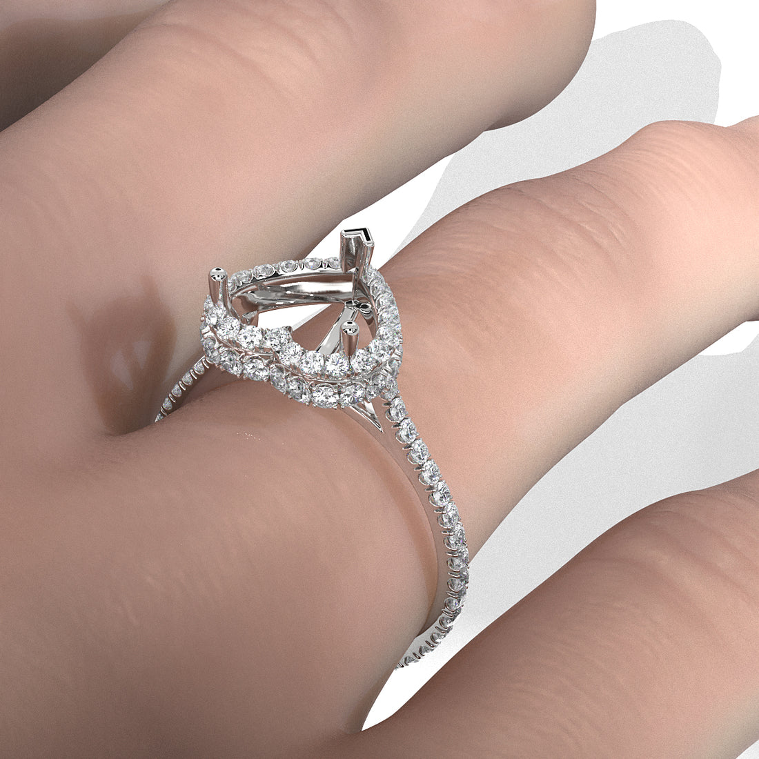 Double Halo Semi Mount Lab Grown Diamond Engagement Ring 0.53 Ct.