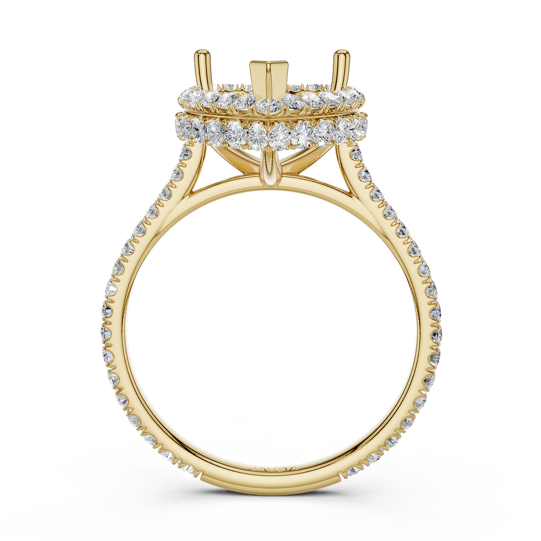 Double Halo Semi Mount Lab Grown Diamond Engagement Ring 0.53 Ct.