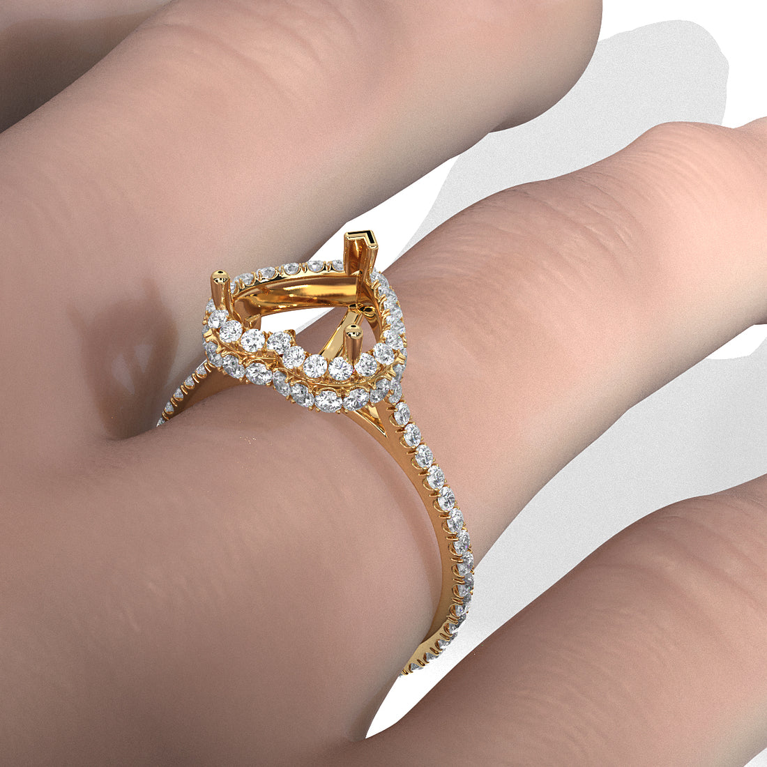 Double Halo Semi Mount Lab Grown Diamond Engagement Ring 0.53 Ct.