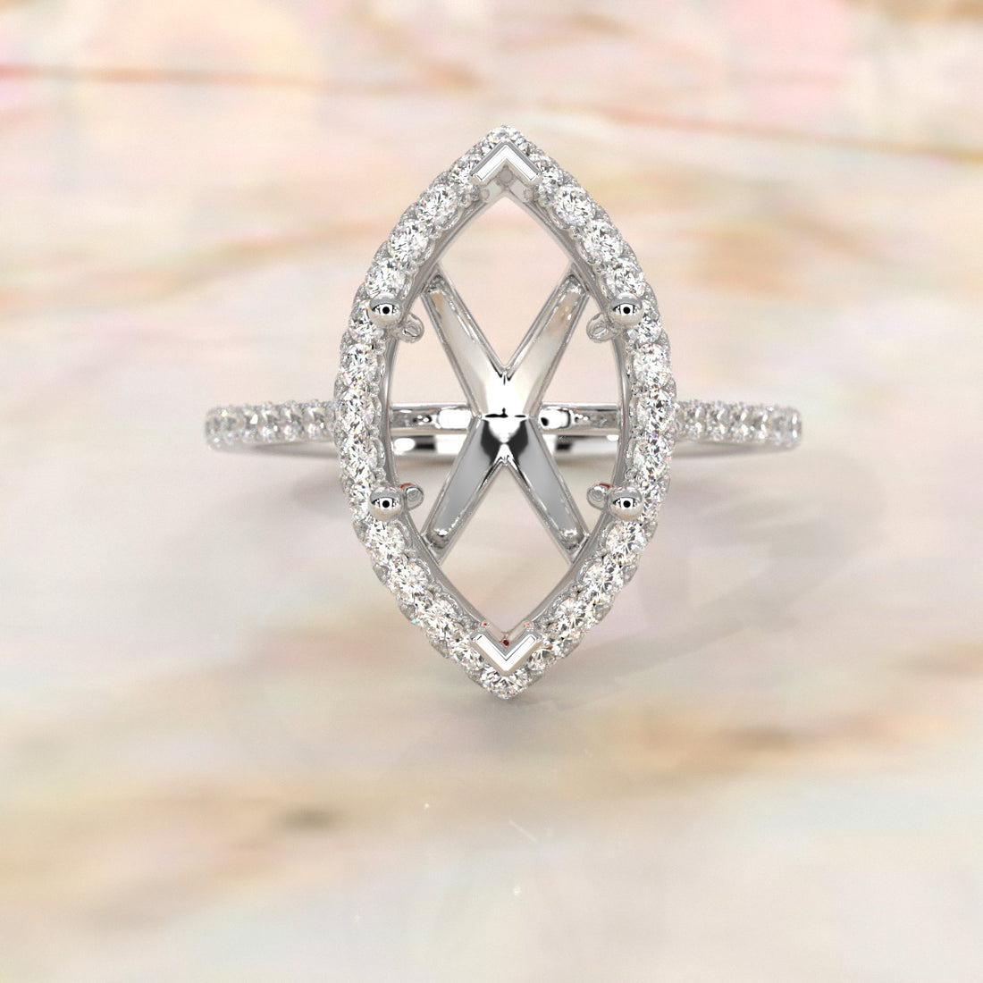 Double Halo Semi Mount Lab Grown Diamond Engagement Ring 0.53 Ct.