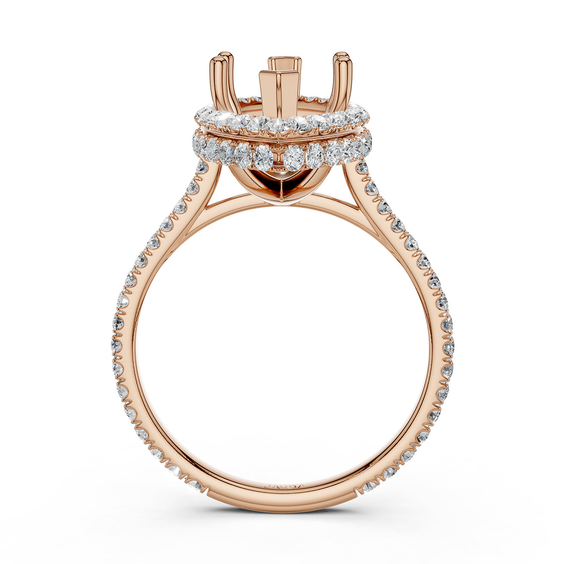 Double Halo Semi Mount Lab Grown Diamond Engagement Ring 0.53 Ct.