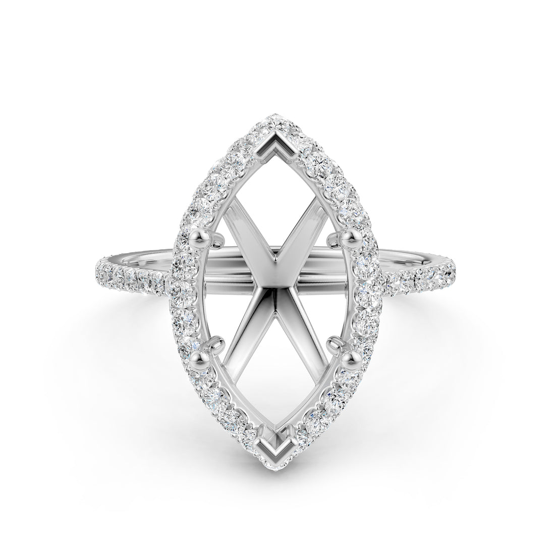 Double Halo Semi Mount Lab Grown Diamond Engagement Ring 0.53 Ct.