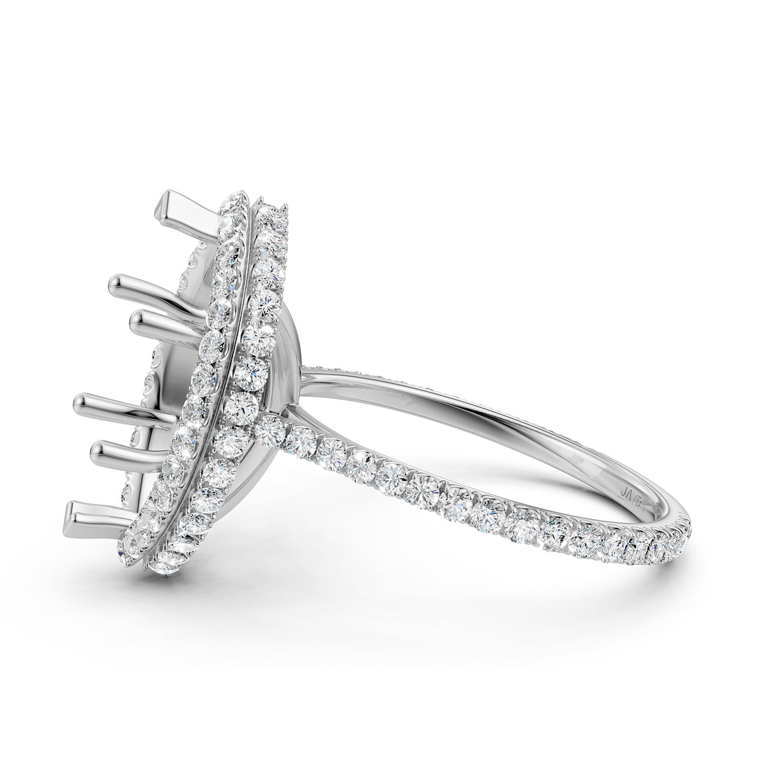 Double Halo Semi Mount Lab Grown Diamond Engagement Ring 0.53 Ct.