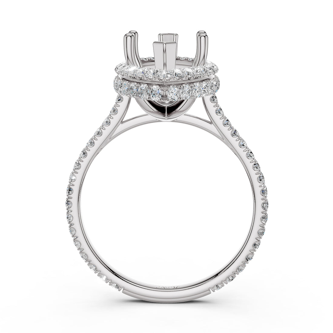 Double Halo Semi Mount Lab Grown Diamond Engagement Ring 0.53 Ct.