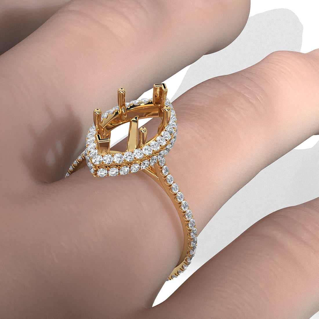 Double Halo Semi Mount Lab Grown Diamond Engagement Ring 0.53 Ct.