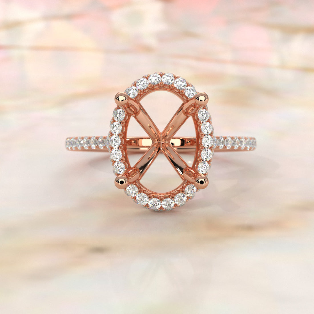 Double Halo Semi Mount Lab Grown Diamond Engagement Ring 0.53 Ct.