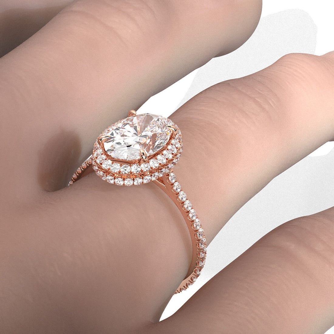 Double Halo Lab Grown Diamond Engagement Ring IGI Certified 2.53 Ctw.