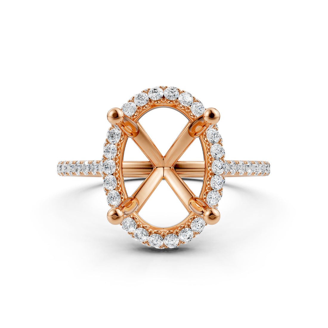 Double Halo Semi Mount Lab Grown Diamond Engagement Ring 0.53 Ct.