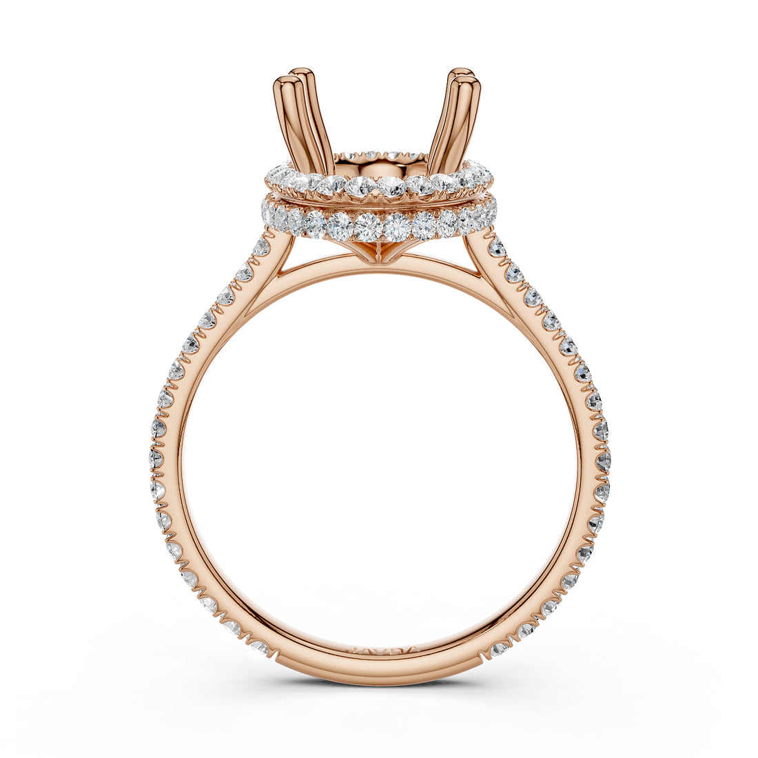 Double Halo Semi Mount Lab Grown Diamond Engagement Ring 0.53 Ct.