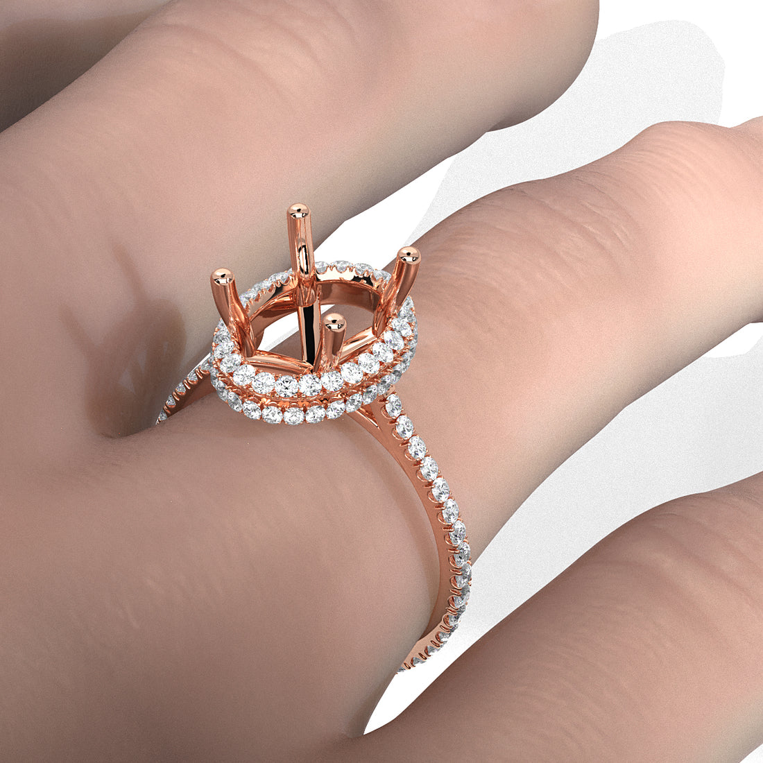 Double Halo Semi Mount Lab Grown Diamond Engagement Ring 0.53 Ct.