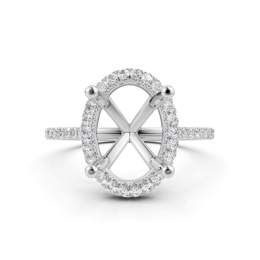 Double Halo Semi Mount Lab Grown Diamond Engagement Ring 0.53 Ct.