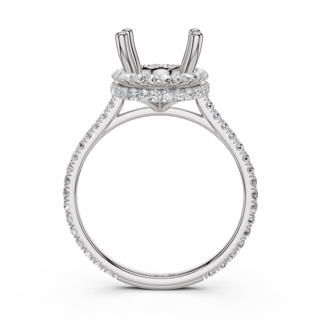 Double Halo Semi Mount Lab Grown Diamond Engagement Ring 0.53 Ct.