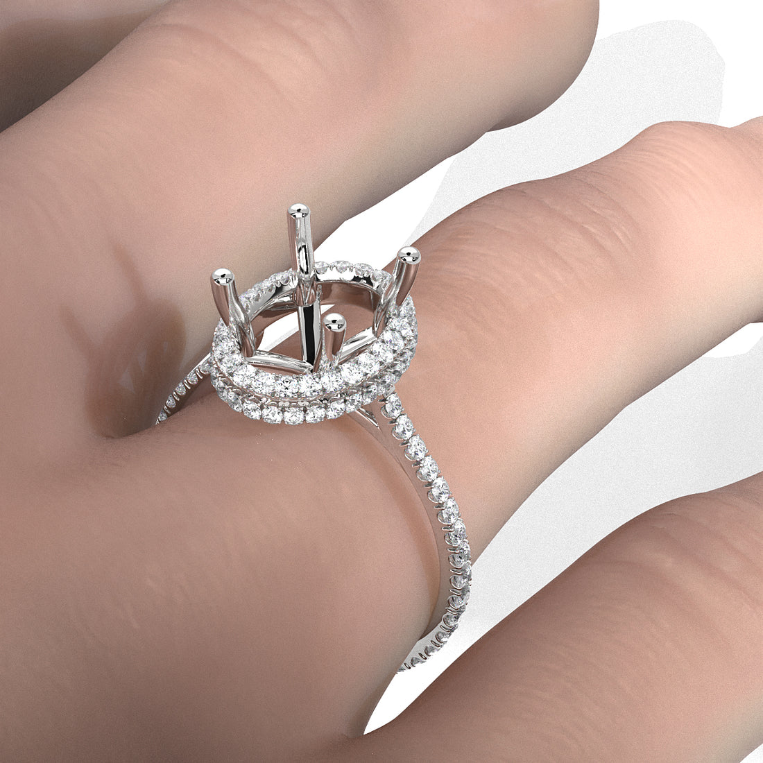 Double Halo Semi Mount Lab Grown Diamond Engagement Ring 0.53 Ct.