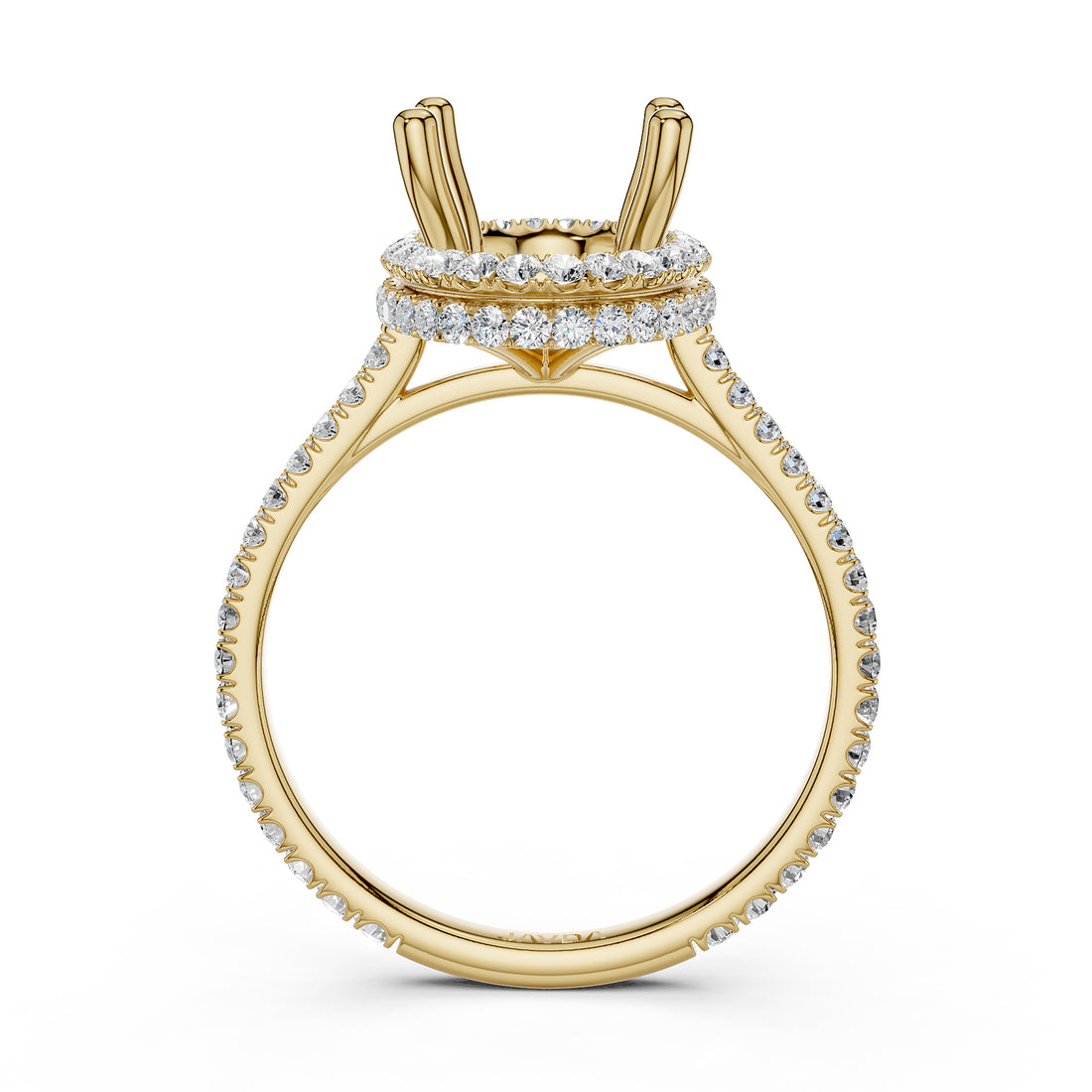 Double Halo Semi Mount Lab Grown Diamond Engagement Ring 0.53 Ct.