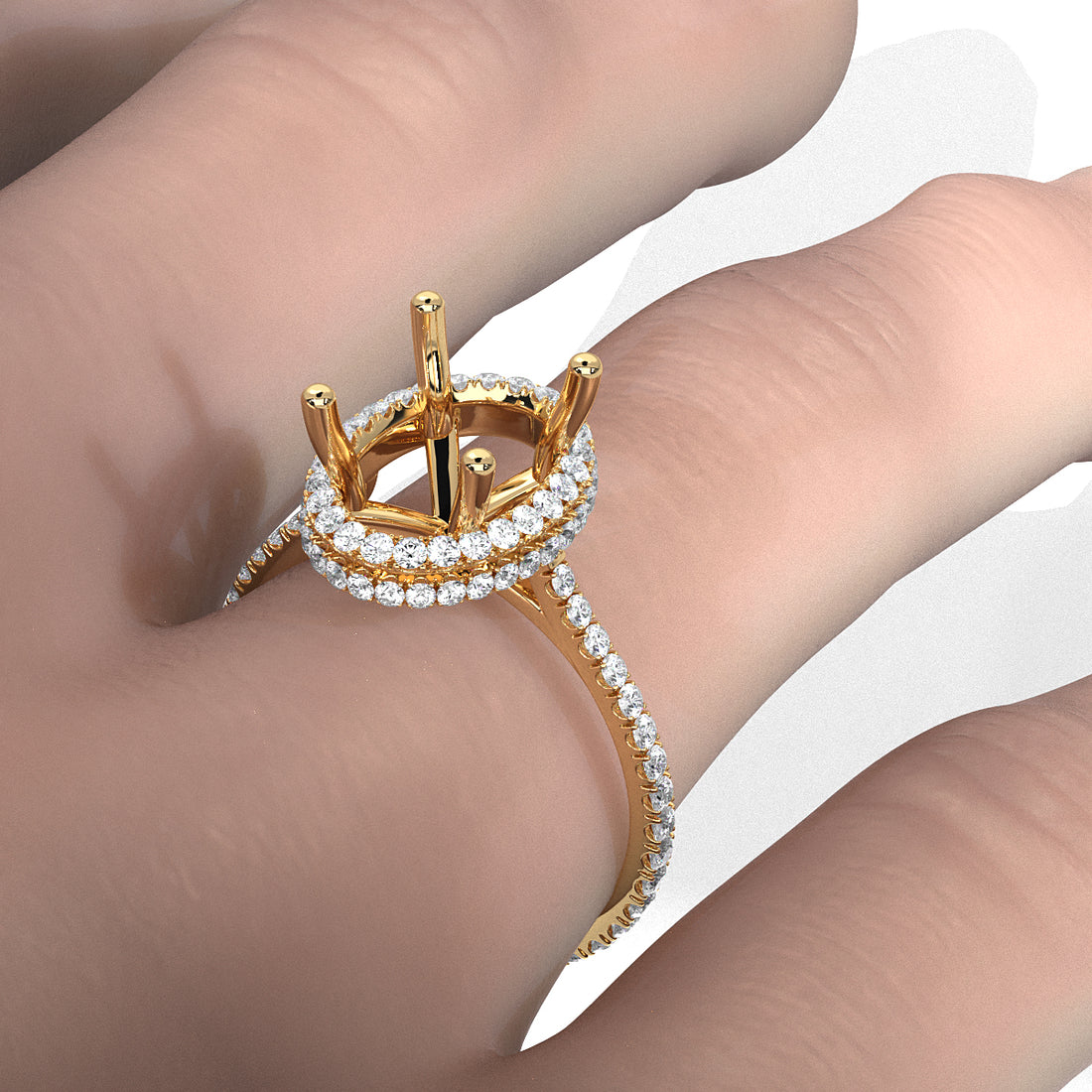 Double Halo Semi Mount Lab Grown Diamond Engagement Ring 0.53 Ct.