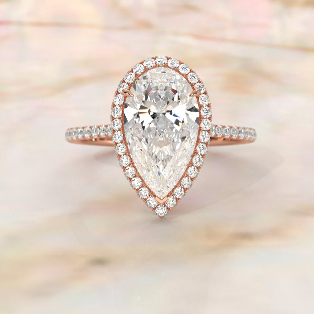 Double Halo Lab Grown Diamond Engagement Ring IGI Certified 2.53 Ctw.