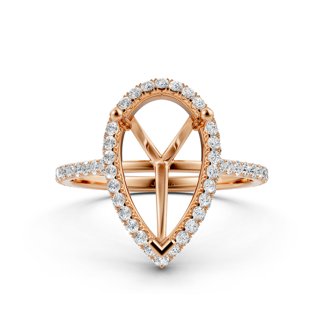 Double Halo Semi Mount Lab Grown Diamond Engagement Ring 0.53 Ct.