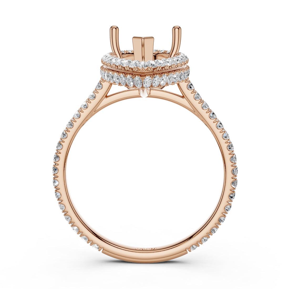 Double Halo Semi Mount Lab Grown Diamond Engagement Ring 0.53 Ct.