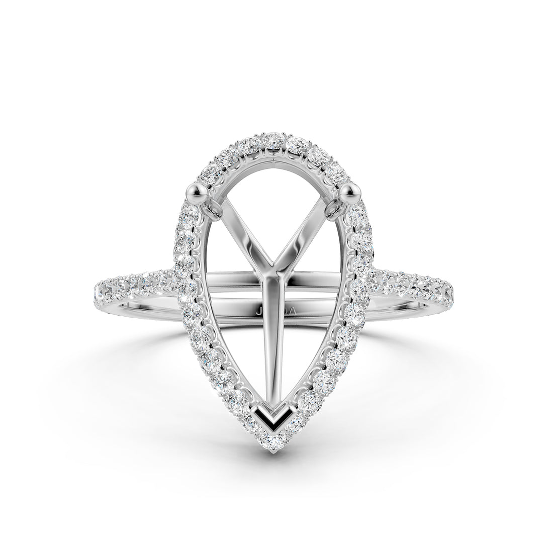 Double Halo Semi Mount Lab Grown Diamond Engagement Ring 0.53 Ct.