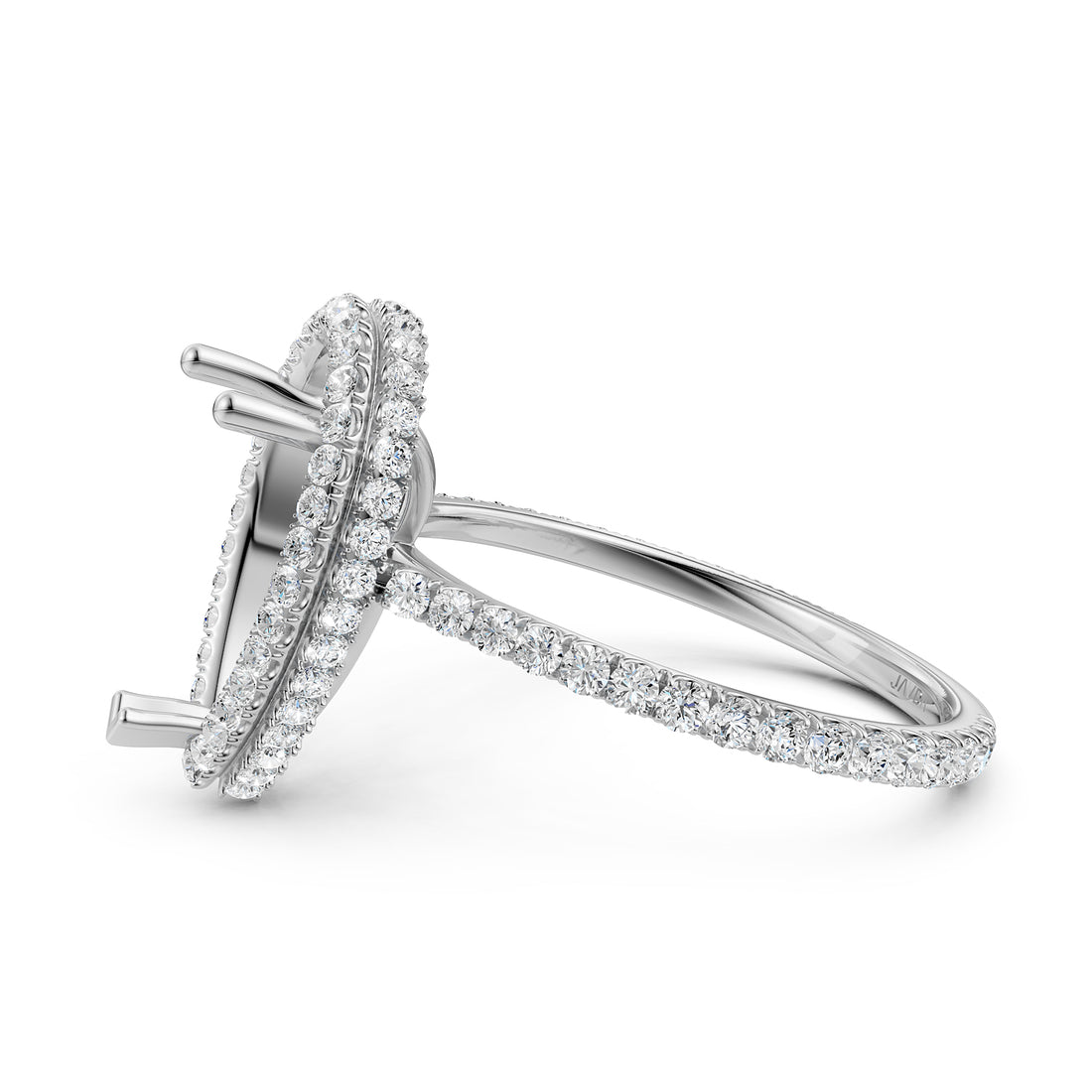 Double Halo Semi Mount Lab Grown Diamond Engagement Ring 0.53 Ct.