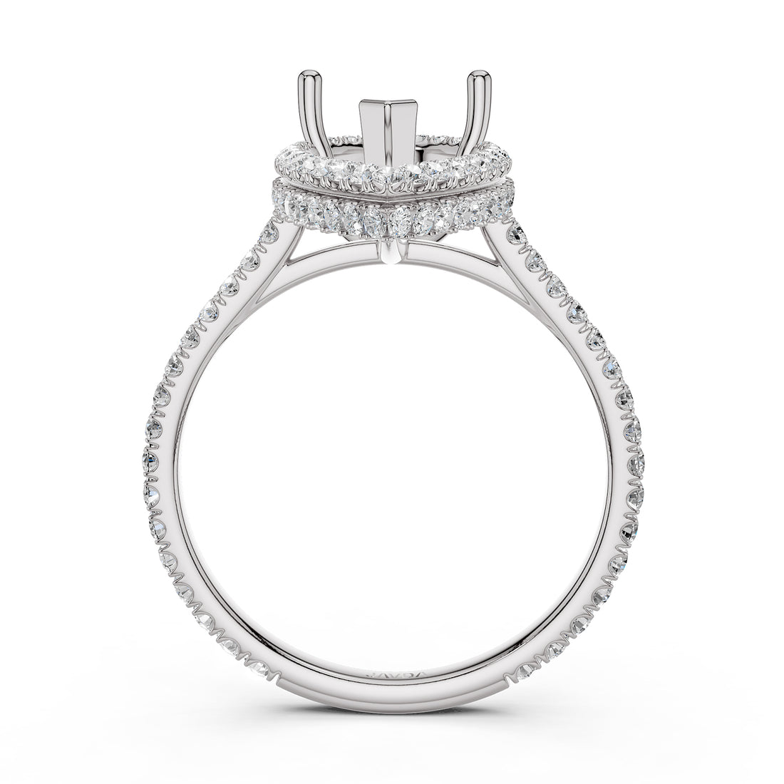 Double Halo Semi Mount Lab Grown Diamond Engagement Ring 0.53 Ct.