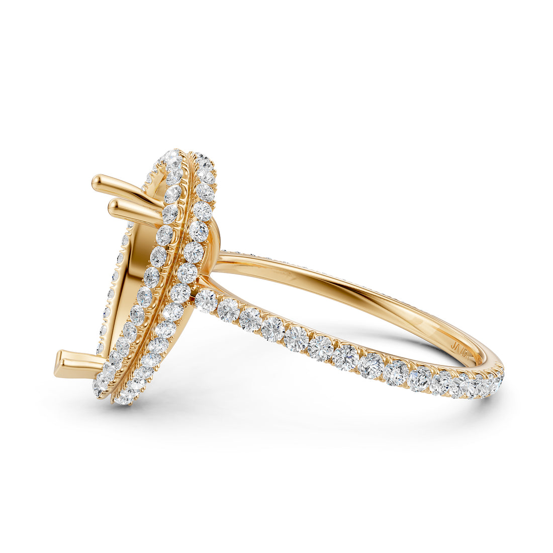 Double Halo Semi Mount Lab Grown Diamond Engagement Ring 0.53 Ct.