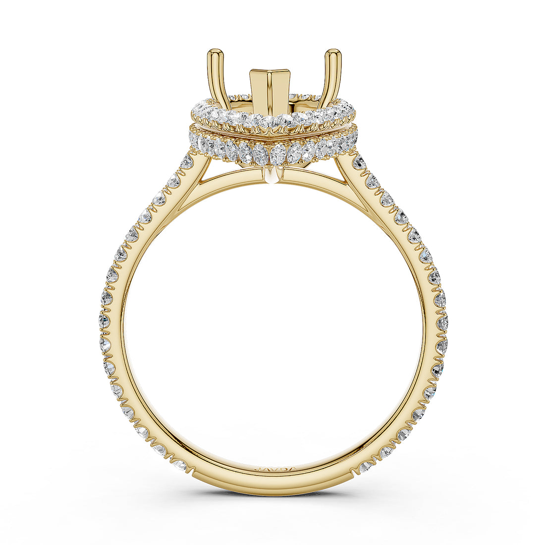 Double Halo Semi Mount Lab Grown Diamond Engagement Ring 0.53 Ct.