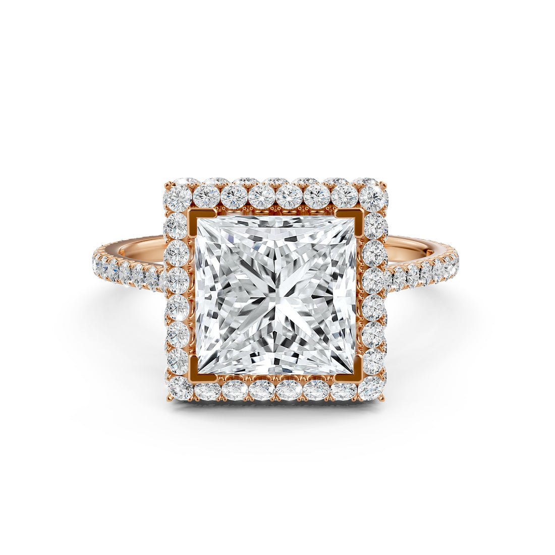 Double Halo Lab Grown Diamond Engagement Ring IGI Certified 2.53 Ctw.