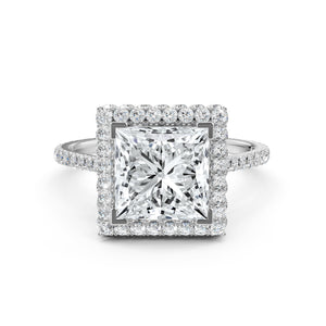 Double Halo Princess Lab Grown Diamond French Pave Set Engagement Ring Double Halo Princess Lab Grown Diamond French Pave Set Engagement Ring