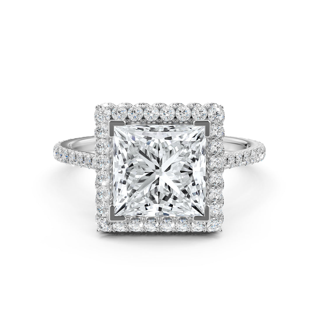 Double Halo Lab Grown Diamond Engagement Ring IGI Certified 2.53 Ctw.