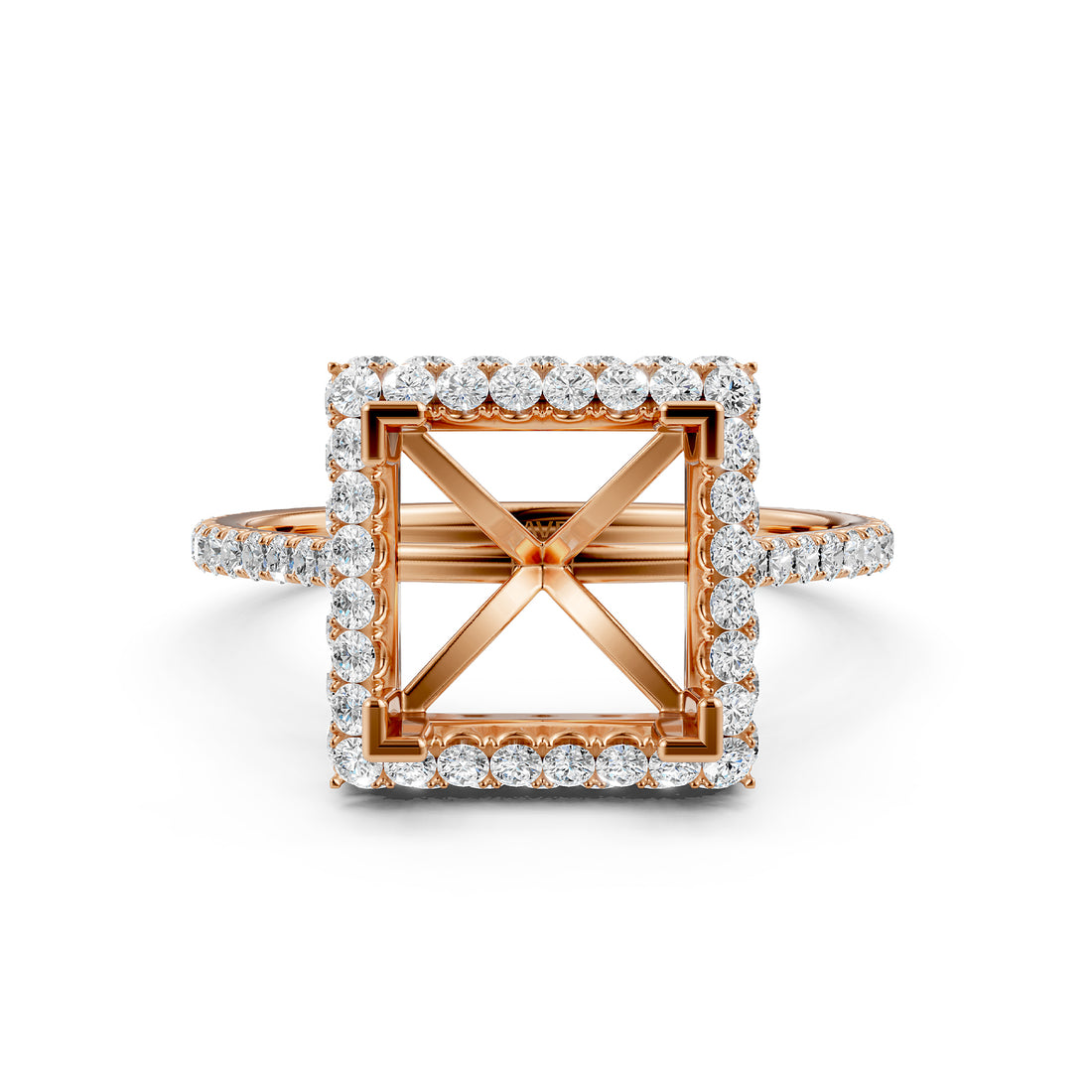 Double Halo Semi Mount Lab Grown Diamond Engagement Ring 0.53 Ct.