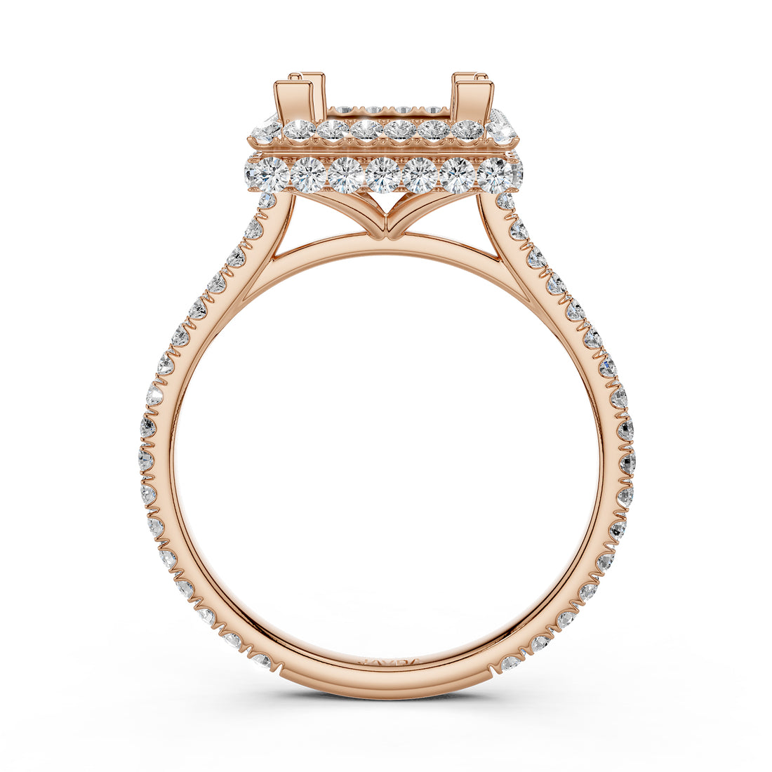 Double Halo Semi Mount Lab Grown Diamond Engagement Ring 0.53 Ct.