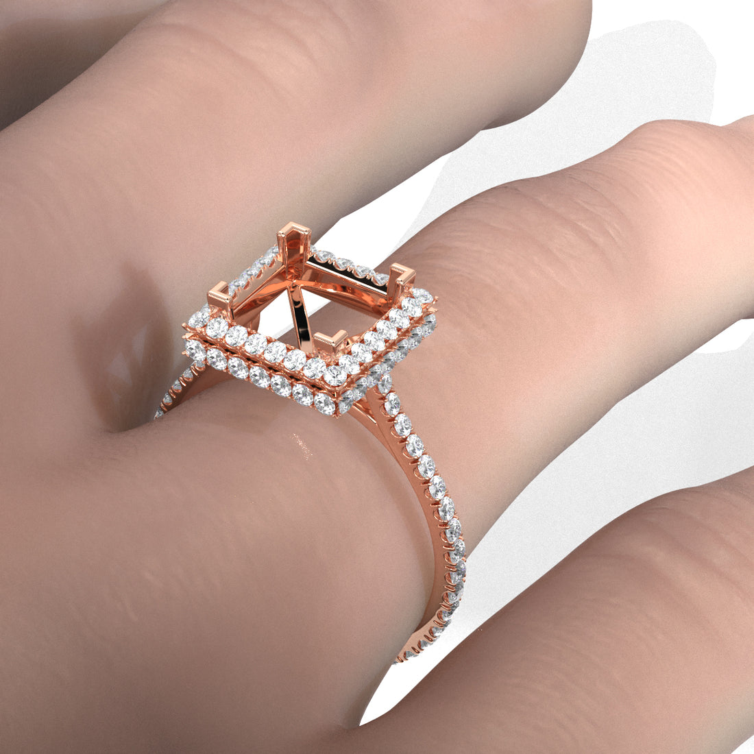 Double Halo Semi Mount Lab Grown Diamond Engagement Ring 0.53 Ct.