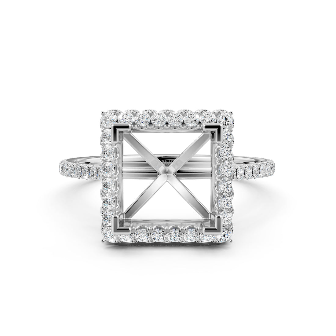 Double Halo Semi Mount Lab Grown Diamond Engagement Ring 0.53 Ct.