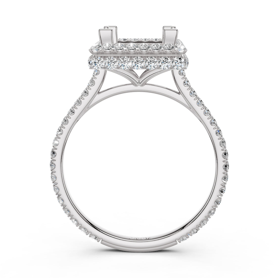 Double Halo Semi Mount Lab Grown Diamond Engagement Ring 0.53 Ct.