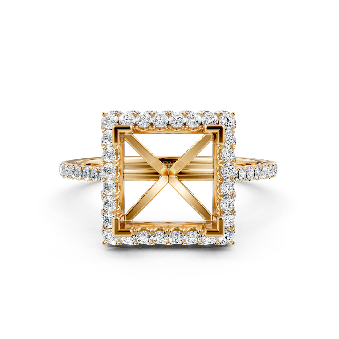 Double Halo Semi Mount Lab Grown Diamond Engagement Ring 0.53 Ct.