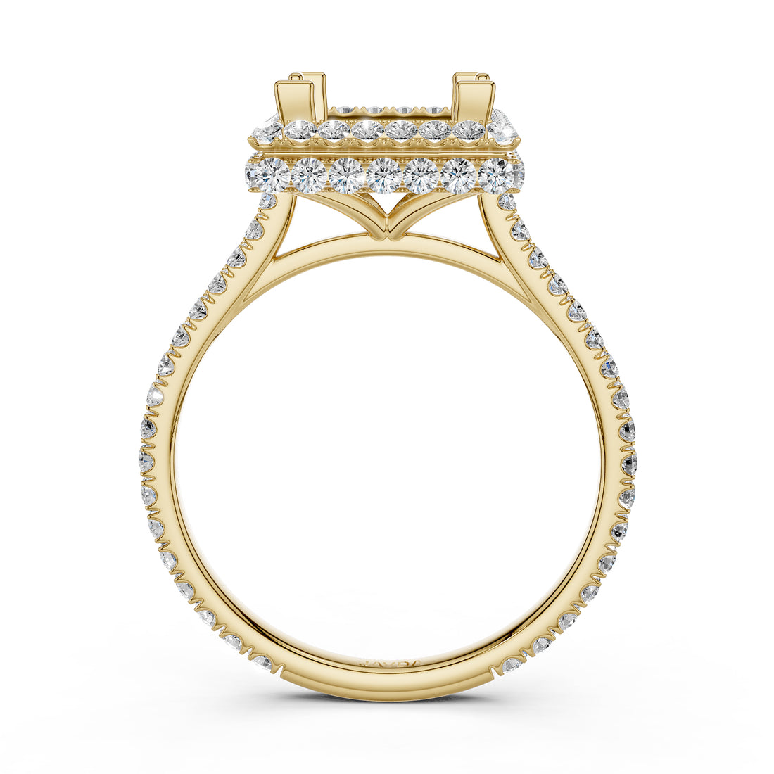 Double Halo Semi Mount Lab Grown Diamond Engagement Ring 0.53 Ct.