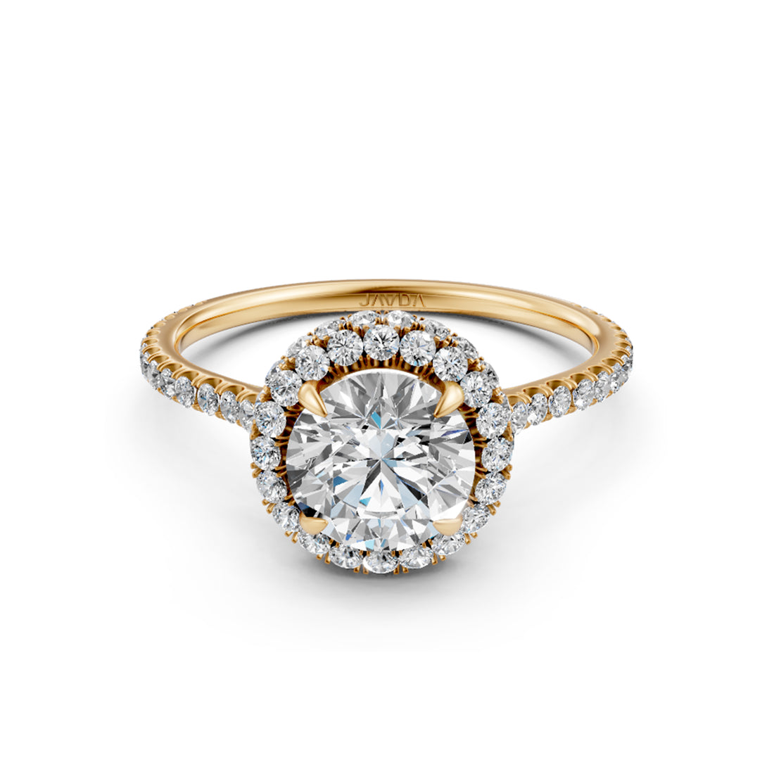 Double Halo Round Lab Grown Diamond French Pave Set Engagement Ring