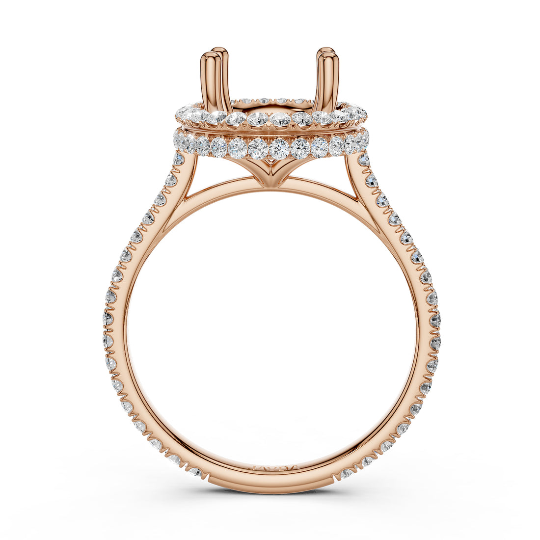 Double Halo Semi Mount Lab Grown Diamond Engagement Ring 0.53 Ct.