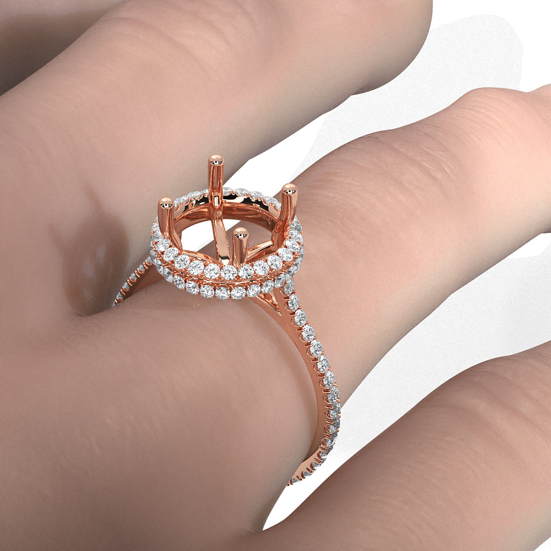 Double Halo Semi Mount Lab Grown Diamond Engagement Ring 0.53 Ct.